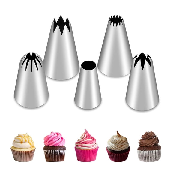 Boquillas para Decorar Pasteles Kaverme 5 Piezas Acero Inoxidable Grandes
