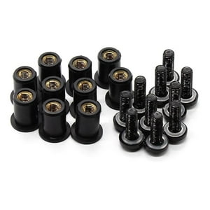 Genérico - Kit Pernos Para Parabrisas De Moto Con Gomas Amortiguadoras Negro