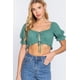 thumbnail image 1 of Top Corto Tejido con Estampado Floral Verde Jade M, 1 of 5