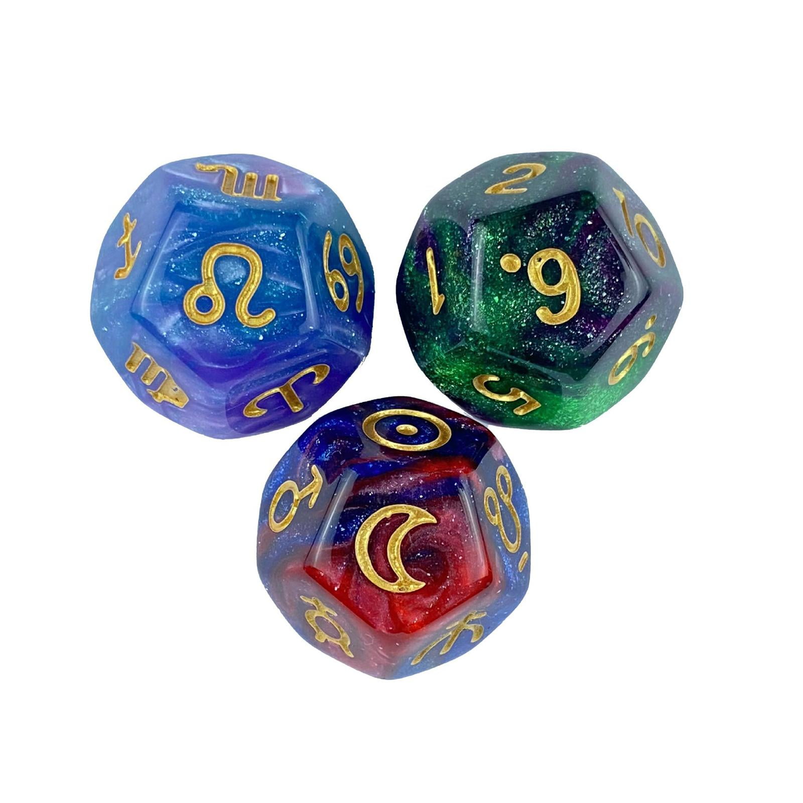 Bothyi - 3 Dados De Astrología De 12 Caras Para Reunión Familiar, Juego De Rol, Juegos De Dados, Estilo A