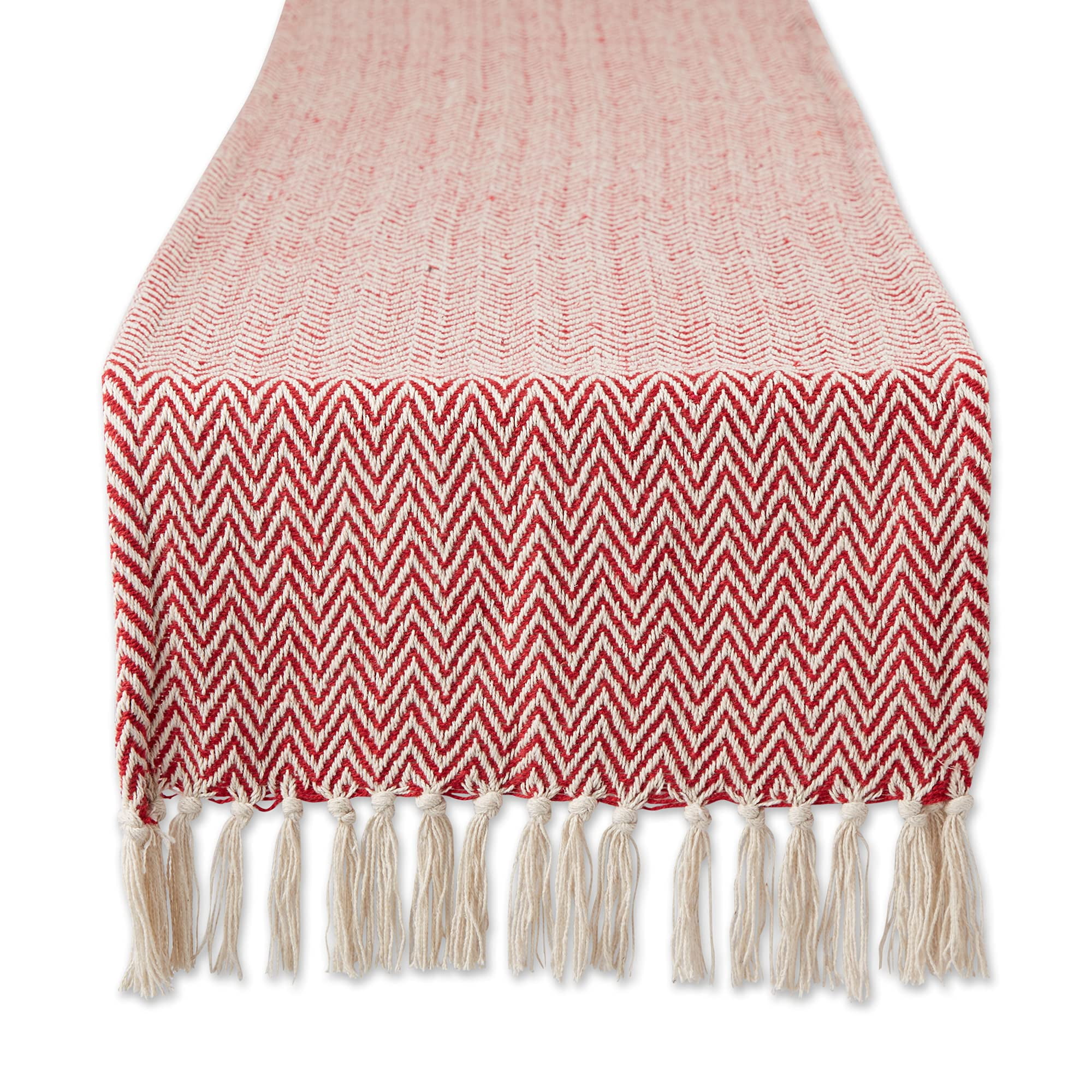 Camino De Mesa Dii Woven Basic Chevron, 38 X 183 Cm, 100% Algodón, Rojo