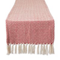 Camino De Mesa Dii Woven Basic Chevron, 38 X 183 Cm, 100% Algodón, Rojo