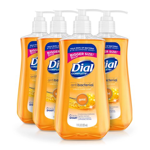Dial - Jabón De Manos Con Esfera, Antibacteriano, Oro Líquido, 325 Ml (Paquete De 4)