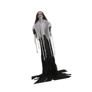 Magideal - Decoración De Halloween Con Esqueleto Fantasma, Decoración De Halloween Con Ojos Iluminados, Activado Por Sonido Para Puerta De Entrada, Jardín, Sumin Negro