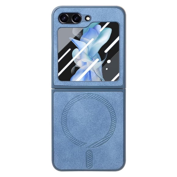 Magnetic Slim Case for Samsung Galaxy Z Flip 5 with Camera Guard & Anti-Scratch Back Blue