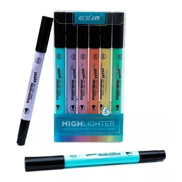 Destacadores Doble Punta Set 6 Unidades Pastel