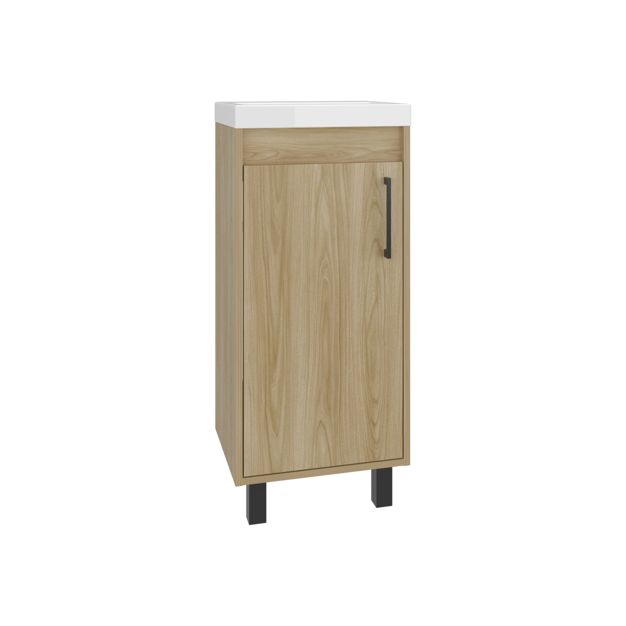 Fmfurniture - Vanitorio 1 Puerta 86,4x32,5x39,6 Cm Café Claro