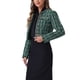thumbnail image 4 of INSPIRE CHIC Chaqueta Corta de Tweed para Mujer con Cuello Mao, Doble Botonadura, Elegante Blazer de Cuadros para Oficina XS Verde, 4 of 6