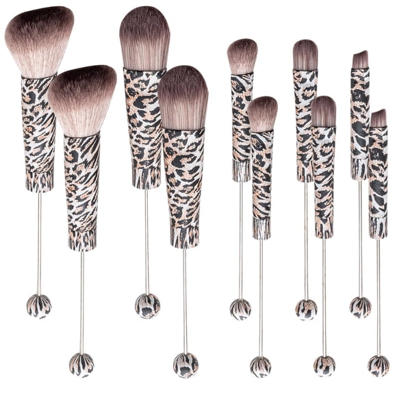 Brochas de Maquillaje AllGemDiy 10 piezas Estampado Leopardo Kit DIY