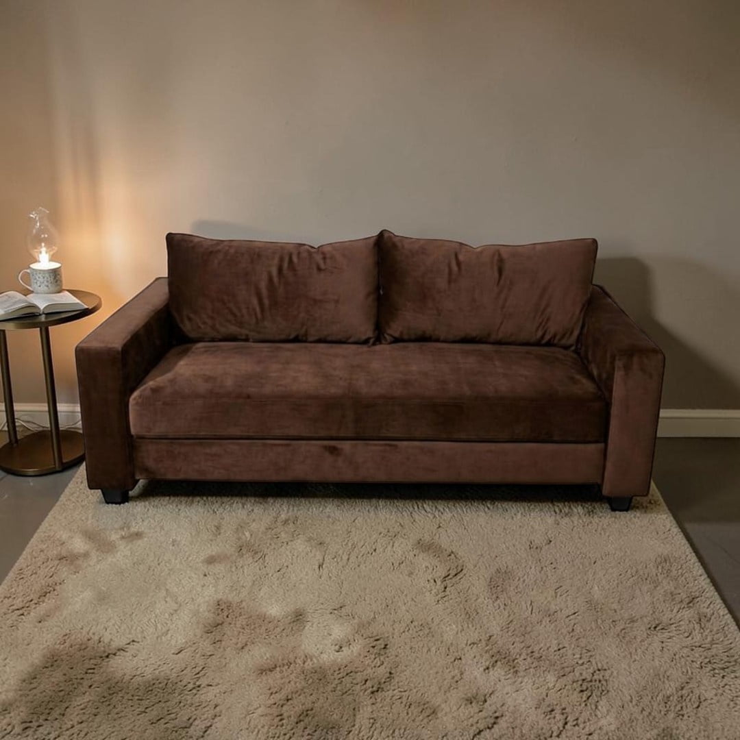 Diseños Valestrini - Sofa Cama Multifuncional Felpa Chocolate