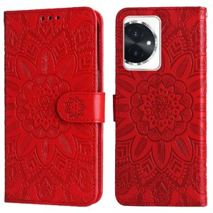 Funda Tipo Cartera Foxdock Para Honor 100 , Diseño Girasol En Relieve, Cuero Pu, Cierre Magnético, Soporte Y Tarjetero