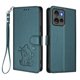 thumbnail image 1 of Funda Billetera con Relieve de Gato para Motorola Edge 50 5G, Verde Oscuro, 1 of 6