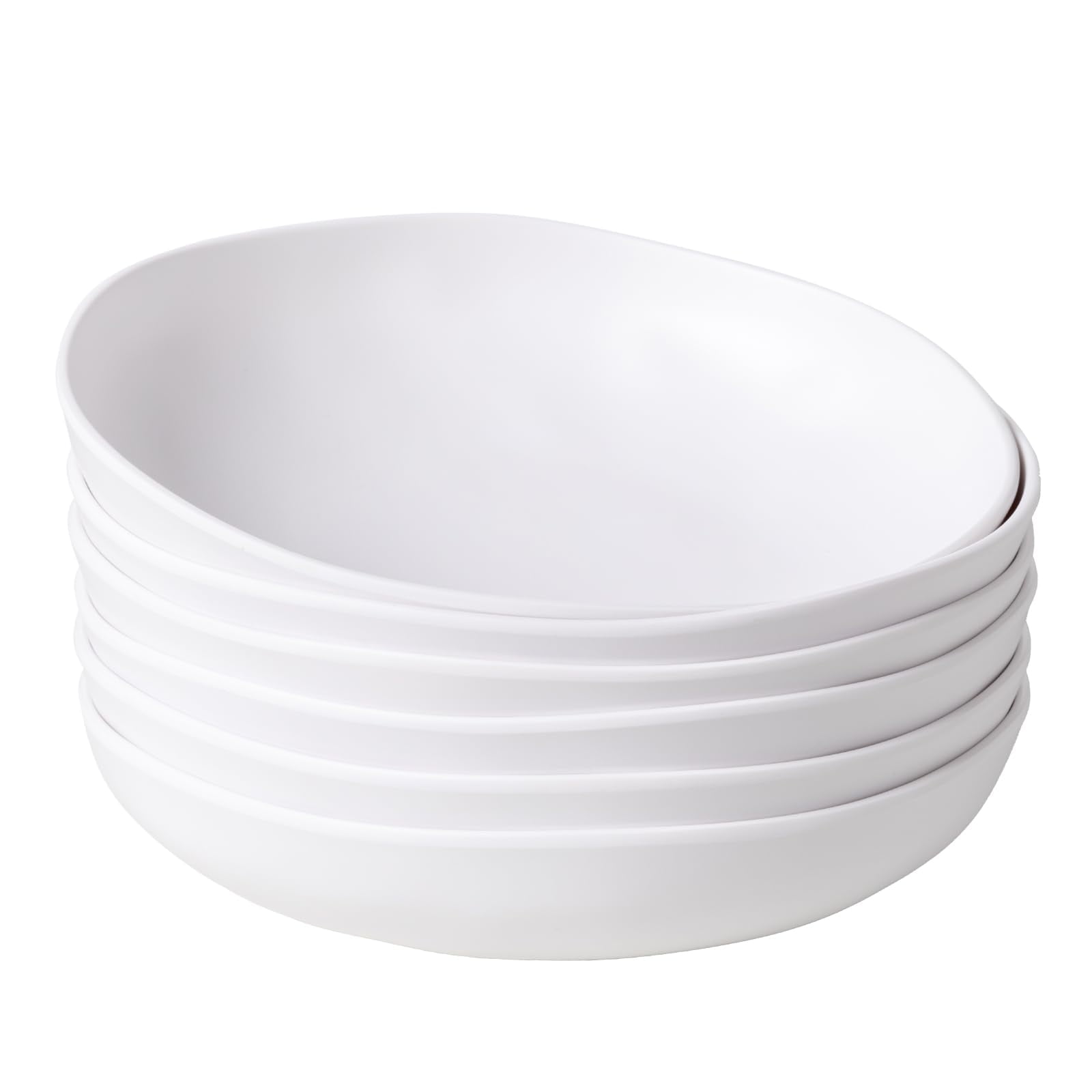 Juego De 6 Platos Hondos Para Pasta Zarocrus De 23 Cm, 1,2 L, Melamina Blanca