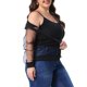 thumbnail image 4 of Chaqueta Bomber de Encaje Floral con Manga Larga para Mujer de Talla Grande Agnes Orinda 1X Todo Negro, 4 of 6