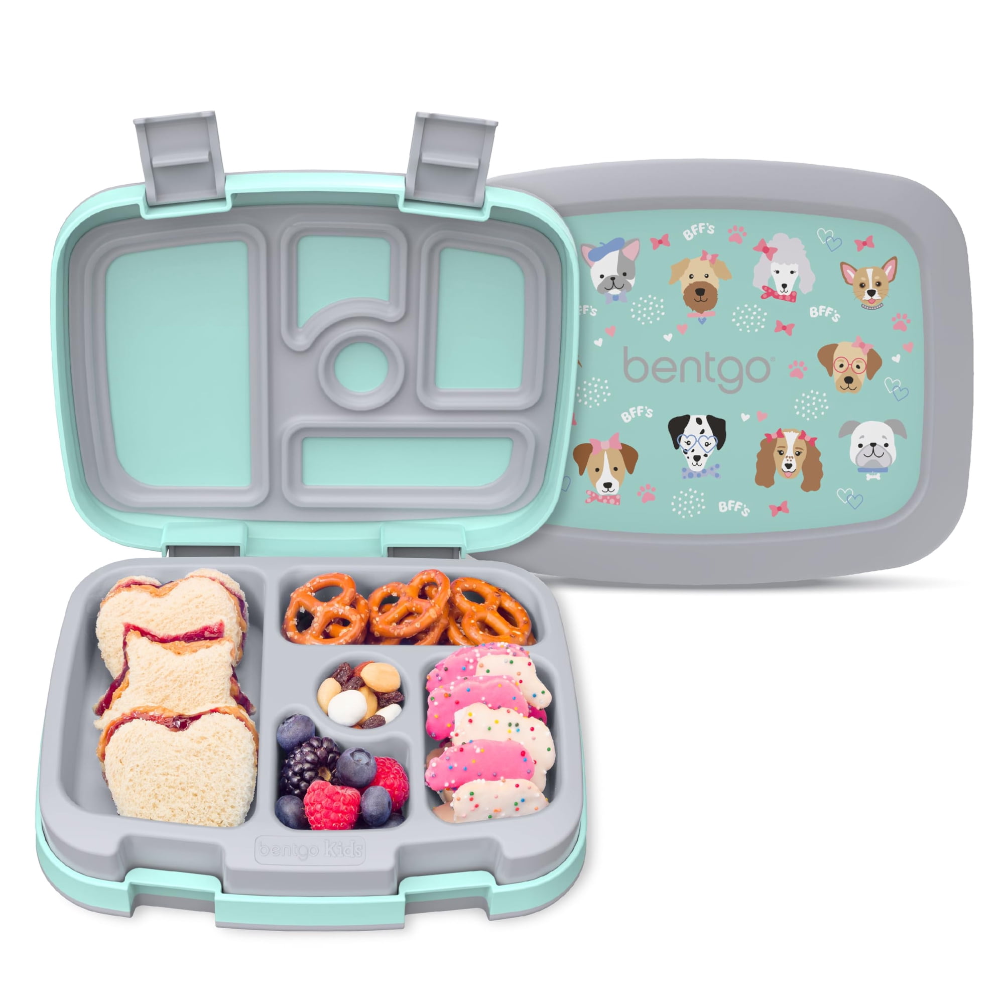 Fiambrera Bentgo Kids Prints, A Prueba De Fugas, Con 5 Compartimentos, Diseño Puppy Love