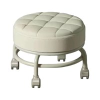 Magideal - Taburete De Asiento De Rodillo Bajo Taburete De Pedicura Ligero Fácil De Mover Taburete Pequeño Para Tareas Domésticas Mini Taburete Móvil Para Garaje Beige