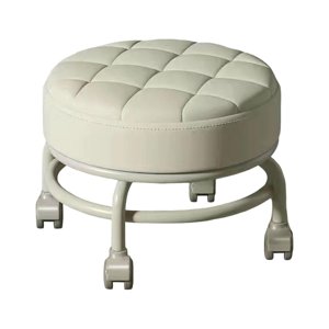 Magideal - Taburete De Asiento De Rodillo Bajo Taburete De Pedicura Ligero Fácil De Mover Taburete Pequeño Para Tareas Domésticas Mini Taburete Móvil Para Garaje Beige