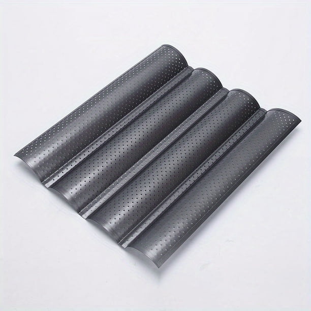 1pc, Baguette Pan (9.84''x14.96''), Nonstick Carbon Steel French Bread Baking Pan, Perforated 2/3/4 Loaves Baguettes Bakery Tray, Baking Tools, Kitchen Gadgets, Kitchen Accessories, Home Kitchen Item