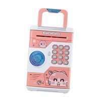 Magideal - Cajero Automático Alcancía Contraseña Bloqueo De Ahorro De Dinero Con Canciones Musicales Moneda Efectivo Banco Máquina Juguete , Rosado