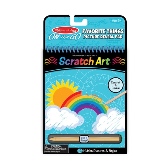 Bloc de fotos ocultas Scratch Art con las cosas favoritas de Melissa y Doug