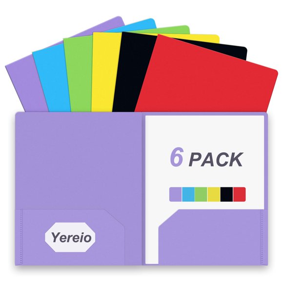Carpeta de archivo Yereio 6 unidades, 2 bolsillos, plástico