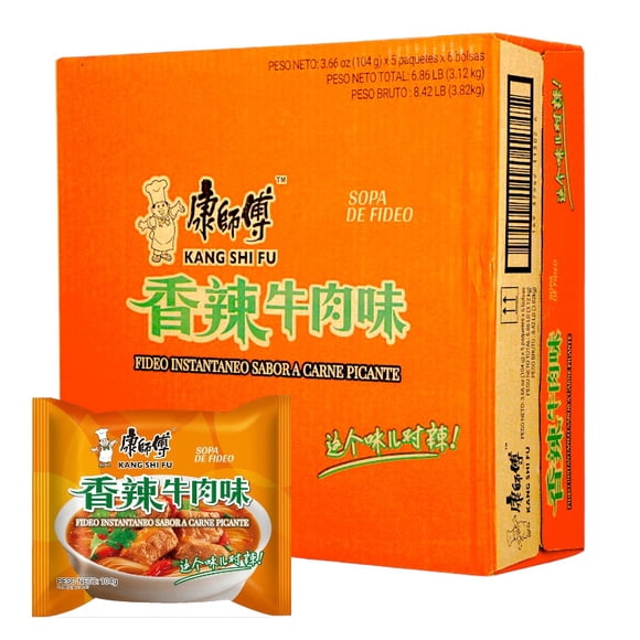 Fideo Instantaneo Kang Shi Fu Sabor a Carne Picante 104g*30 Bolsas