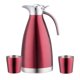 thumbnail image 3 of Frasco aislado de acero inoxidable de la jarra térmica de café con taza roja 1.5L, 3 of 3