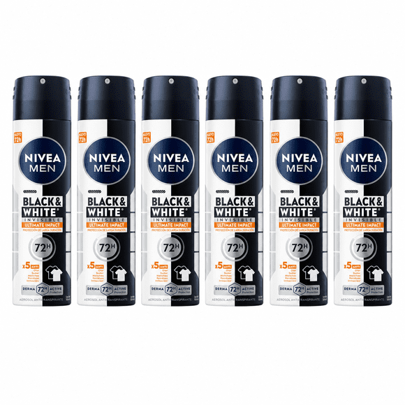 Pack Desodorante Nivea Men B&W Ultimate Spray X6 150ml