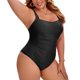 thumbnail image 4 of Agnes Orinda Traje de Baño de Una Pieza para Mujer Tallas Grandes Push Up Control de Abdomen Fruncido Traje de Baño de Playa Piscina 1X Negro, 4 of 8