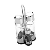 Bothyi - Aceite Y Vinagre Pimienta Transparente Con Soporte De Frascos De Especias De Vidrio Multifuncional