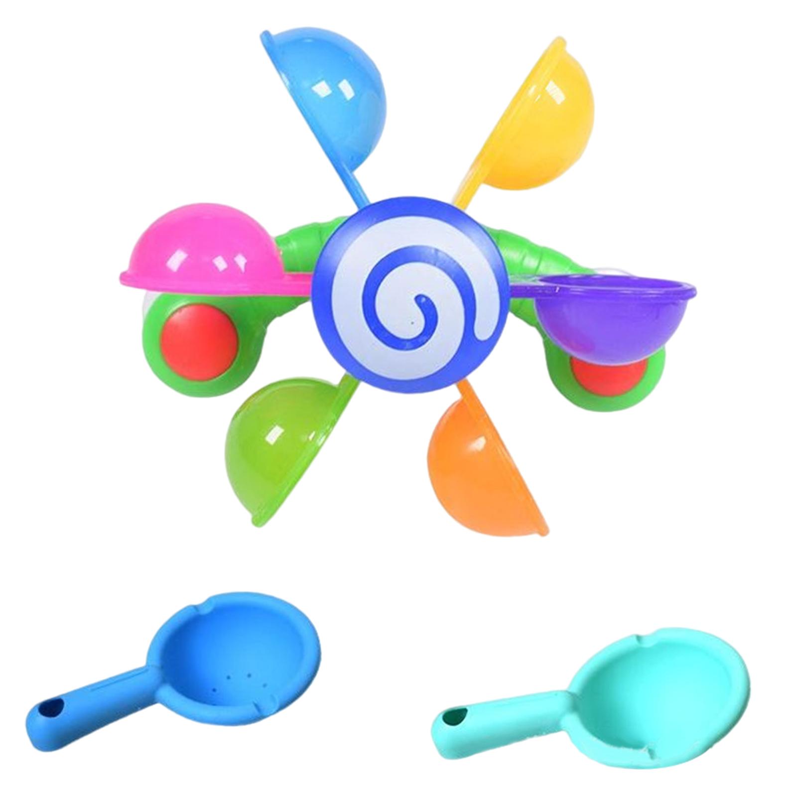 Magideal - Ventosa Cascadas Rueda De Agua Hora Del Baño Diversión Hora Del Baño Juguete De Baño Rueda De Agua Colorida Para Niños Niñas Niños Pequeños Bebé , Y Pala Molino De Viento Con 2 Cucharas