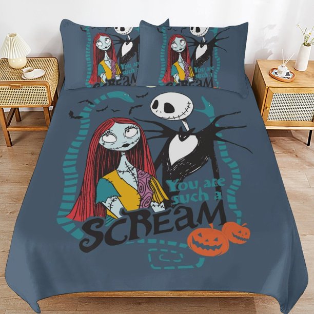 The Nightmare Before Christmas Bed Duvet Cover Microfiber Bedding Sets 3D Printed Lightweight 3 Piece Comforter Sets for Kids Boys Girls