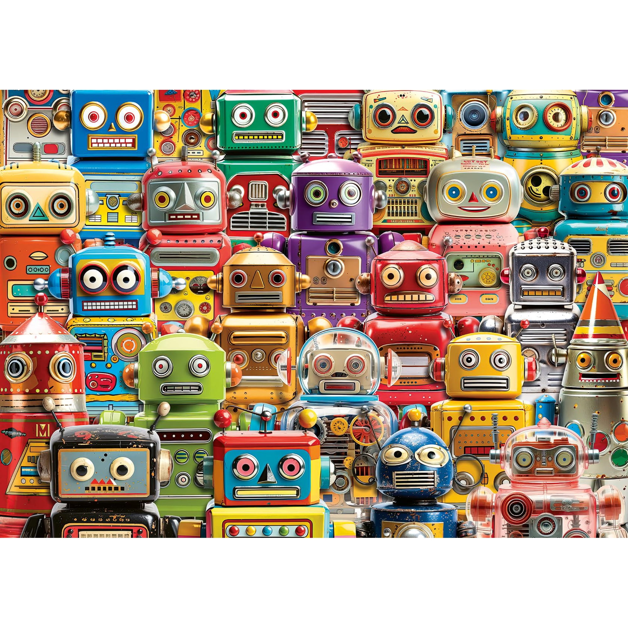 Puzzle Ravensburger Retro Robots De 500 Piezas Con Ilustraciones De Michael David Ward