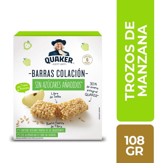 Barra De Cereal Sabor Manzana 108 g Quaker