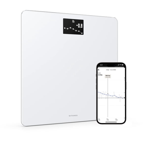 Báscula inteligente Withings Body, Wi-Fi digital con sincronización de aplicaciones, color blanco