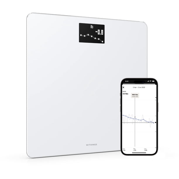 Báscula inteligente Withings Body, Wi-Fi digital con sincronización de aplicaciones, color blanco
