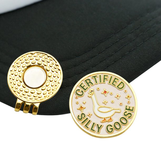 Marcador de Golf WUSUTE con Clip Magnético para Sombrero y Diseño de Ganso, Chapado en Oro