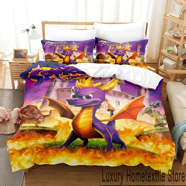Cartoon Spyro Reignited Trilogy Bedding Set Duvet Cover Bed Set Quilt Cover Pillowcase Comforter Size Boys Adult Bed Sheets