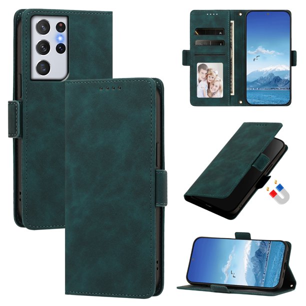 Funda Billetera Delgada para Samsung Galaxy S23 con Ranuras y Soporte Verde oscuro