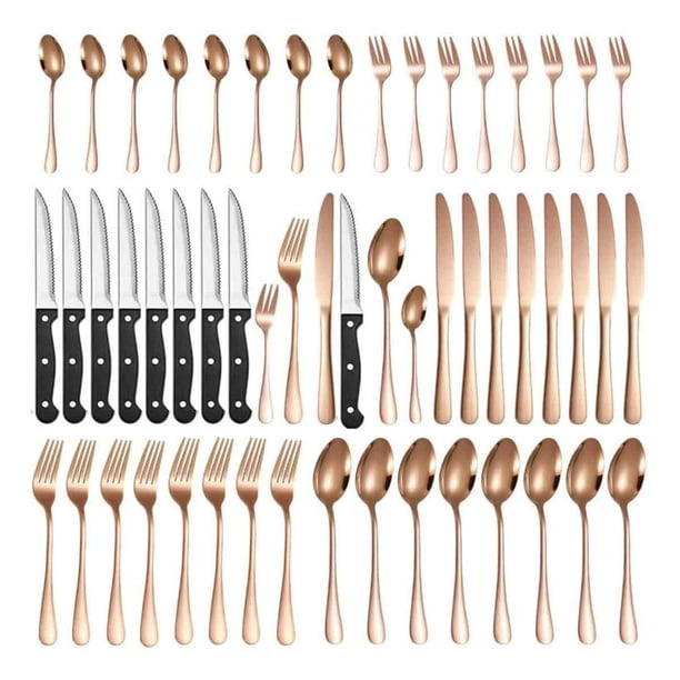 Juego de vajilla de acero inoxidable de 48 piezas, cuchillo para carne estilo occidental para 8 personas, tenedor, cuchara en caja de regalo