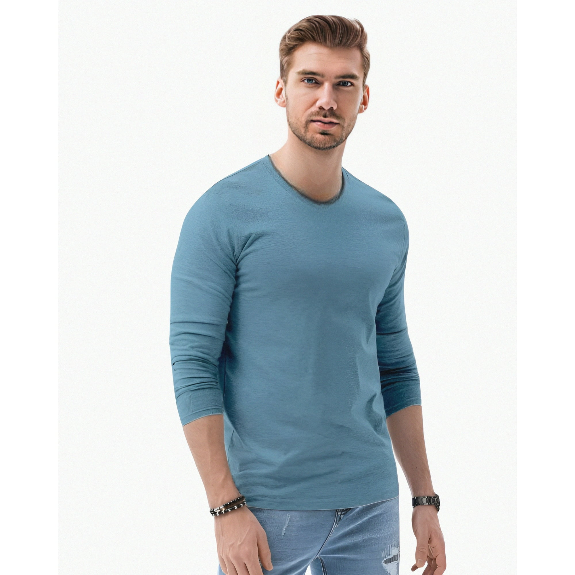 Home Fashion - Polera Hombre Manga Corta Cuello Redondo Azul Talla L