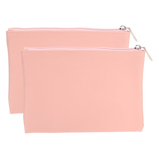 Bolsa de Maquillaje de Cuero PU, 2 piezas Organizador Cosmético Impermeable con Cremallera Bolsa de Aseo de Viaje para Mujeres para Soporte de Brochas de Maquillaje (Rosa, Pequeña)