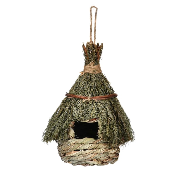 Casa para Pájaros Nido Colgante Jaula Refugio Hecho a Mano de Duradero Funcional para Descanso y Cría Adecuado para Decoración de Jardín 22cm