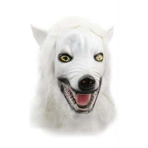 Dym - Mascara Halloween Lobo Peludo Blanco