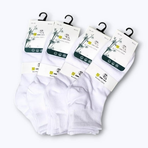 Calcetines Largo Unisex Pack 12 Deportivos Blanco 100% Bambú
