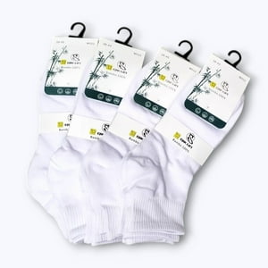 Genérico - Calcetines Largo Unisex Pack 12 Deportivos Blanco 100% Bambú