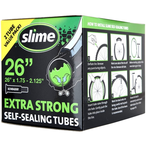 Tubos interiores para bicicletas Slime 30074 con sellador de pinchazos, 26 x 1,75 a 2,125