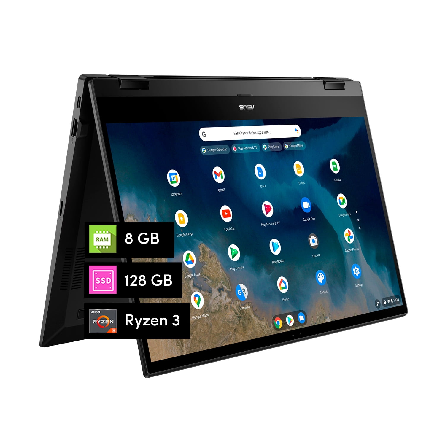 Notebook Chromebook Asus Ryzen 3 8GB 128GB 15.6' Táctil FHD Chrome OS ...