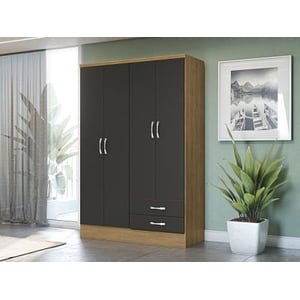 Closet Yardas Josefa Negro / Angelín 4 Puertas 2 Cajones