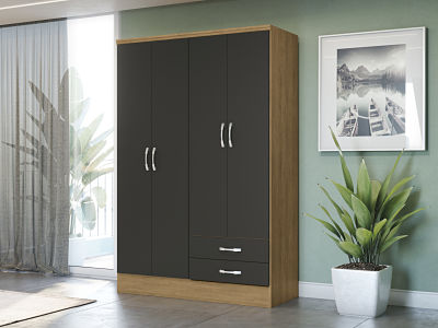 Closet Yardas Josefa Negro / Angelín 4 Puertas 2 Cajones